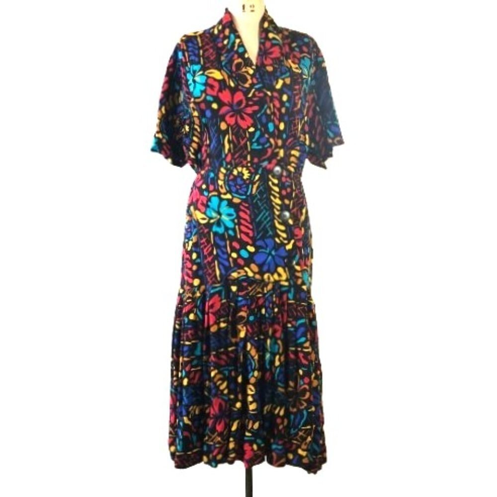 Vintage 80s maxi floral colorful dress